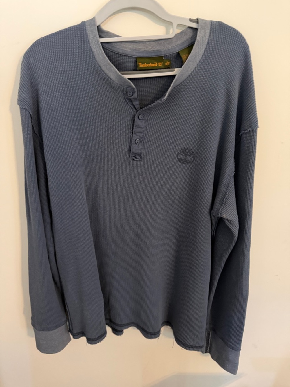 Timberland Men's Slate Blue Long-Sleeve Waffle Henley